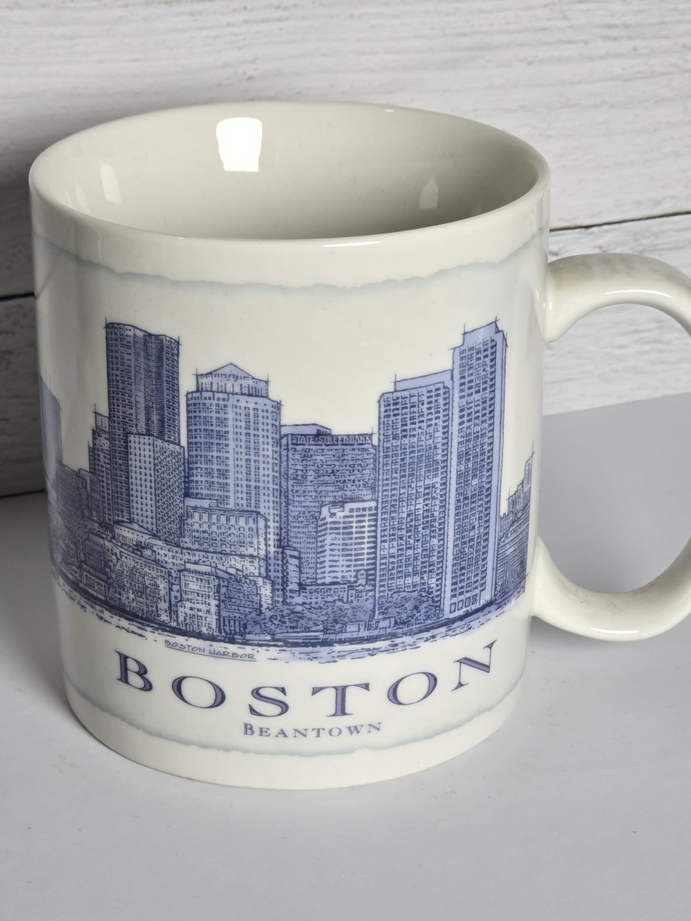 Starbucks Boston Beantown Cityscape Coffee Mug White Blue Skyline Collector City